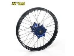 Bihr Roue Arrière Complète HAAN WHEELS A60 19x1,85x36T Jante Noir/moyeu Bleu/rayons Argent/têtes De Rayons Argent
