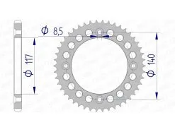 Bihr Couronne AFAM Alu Ultra-Light Anodisé Dur 13108 - 428 - 46 Dents