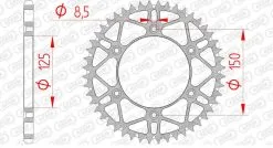 Bihr Couronne AFAM Acier Anti-boue 71304 - 520 - 51 Dents