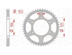 Bihr Couronne AFAM Acier Standard 86605 - 525 - 47 Dents
