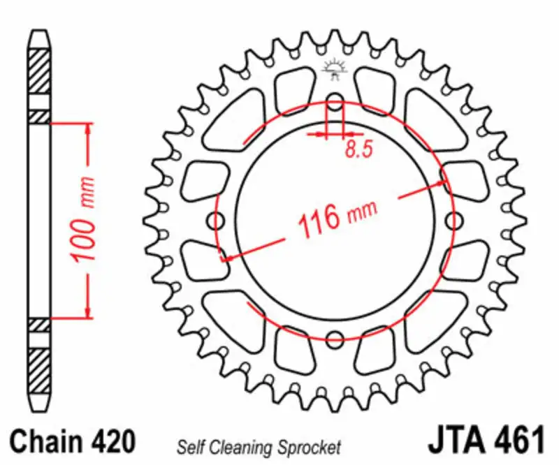 Supprimer Couronne JT SPROCKETS Alu Ultra-Light Anti-boue 461 - 420 - 54 Dents 1 Supprimer Couronne JT SPROCKETS Alu Ultra-Light Anti-boue 461 - 420 - 54 Dents