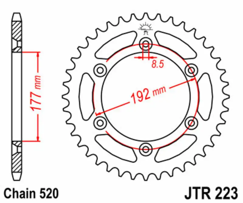 Bihr Couronne JT SPROCKETS Acier Standard 223 - 520 - 53 Dents 1 Bihr Couronne JT SPROCKETS Acier Standard 223 - 520 - 53 Dents