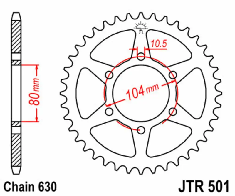Bihr Couronne JT SPROCKETS Acier Standard 501 - 630 - 40 Dents 1 Bihr Couronne JT SPROCKETS Acier Standard 501 - 630 - 40 Dents