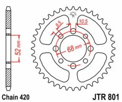 Bihr Couronne JT SPROCKETS Acier Standard 801 - 420 - 38 Dents