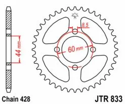 Bihr Couronne JT SPROCKETS Acier Standard 833 - 428 - 49 Dents