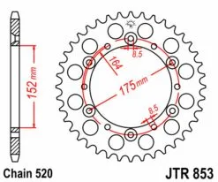 Bihr Couronne JT SPROCKETS Acier Standard 853 - 520 - 50 Dents