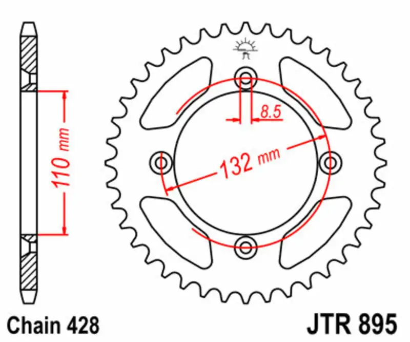 Bihr Couronne JT SPROCKETS Acier Standard 895 - 428 - 49 Dents 1 Bihr Couronne JT SPROCKETS Acier Standard 895 - 428 - 49 Dents