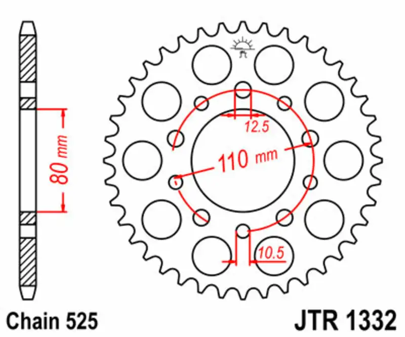 Bihr Couronne JT SPROCKETS Acier Standard 1332 - 525 - 36 Dents 1 Bihr Couronne JT SPROCKETS Acier Standard 1332 - 525 - 36 Dents