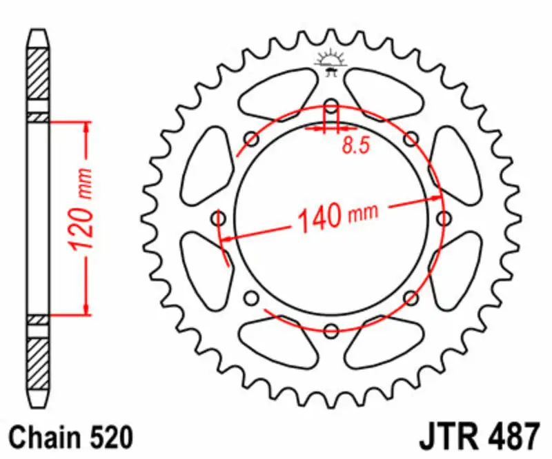 Bihr Couronne JT SPROCKETS Acier Standard 487 - 520 - 44 Dents 1 Bihr Couronne JT SPROCKETS Acier Standard 487 - 520 - 44 Dents
