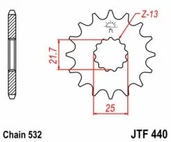 Bihr Pignon JT SPROCKETS Acier Standard 440 - 532 - 15 Dents