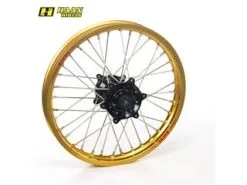 Bihr Roue Avant Complète HAAN WHEELS 21x1,60x36T Jante Or/moyeu Noir/rayons Argent/têtes De Rayons Argent
