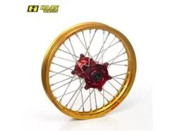Bihr Roue Arrière Complète HAAN WHEELS 19x2,15x36T Jante Or/moyeu Rouge/rayons Argent/têtes De Rayons Argent