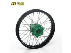 Bihr Roue Arrière Complète HAAN WHEELS 19x1,85x36T Jante Noir/moyeu Vert/rayons Argent/têtes De Rayons Argent