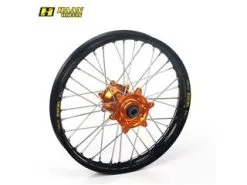 Bihr Roue Arrière Complète HAAN WHEELS SM Tubeless 17x5,00x36T Jante Noir/moyeu Orange/rayons Argent/têtes De Rayons Argent
