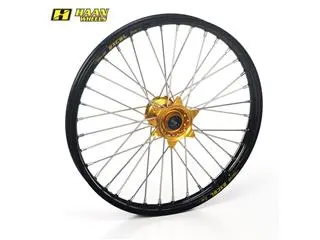 Bihr Roue Avant Complète HAAN WHEELS SM Tubeless 17x3,50x36T Jante Noir/moyeu Or/rayons Argent/têtes De Rayons Argent 1 Bihr Roue Avant Complète HAAN WHEELS SM Tubeless 17x3,50x36T Jante Noir/moyeu Or/rayons Argent/têtes De Rayons Argent