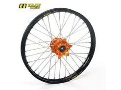 Bihr Roue Avant Complète HAAN WHEELS SM Tubeless 17x3,50x36T Jante Noir/moyeu Orange/rayons Argent/têtes De Rayons Argent