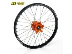 Bihr Roue Avant Complète HAAN WHEELS A60 21x1,60x36T Jante Noir/moyeu Orange/rayons Argent/têtes De Rayons Argent
