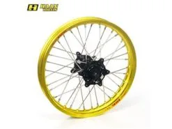Bihr Roue Arrière Complète HAAN WHEELS 19x1,85x36T Jante Jaune/moyeu Noir/rayons Argent/têtes De Rayons Argent