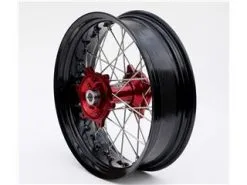 Bihr Roue Arrière Complète ART SM 17x4,50x36T Jante Noir/moyeu Rouge/rayons Argent/têtes De Rayons Argent