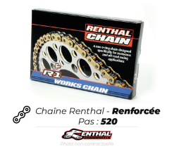 Bihr Chaîne De Transmission Renthal - Renforcée -Pneu De Moto Soldes Boutique chaines Renthal renforcee520