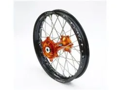 Bihr Roue Arrière Complète ART 19x2,15x36T Jante Noir/moyeu Orange/rayons Argent/têtes De Rayons Argent