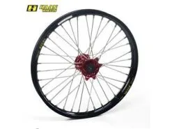Bihr Roue Avant Complète HAAN WHEELS 19x1,40x32T Jante Bleu/moyeu Or/rayons Argent/têtes De Rayons Argent